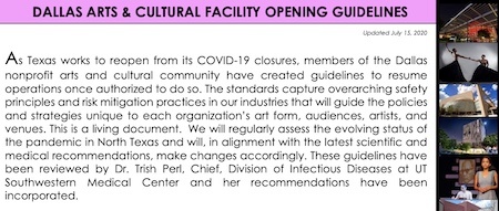 Dallas Arts & Culture Reopening Guidelines