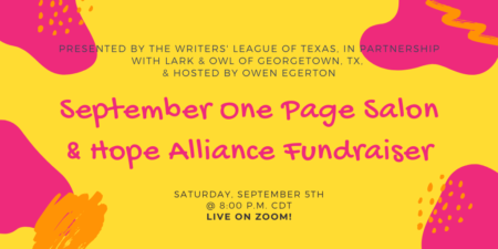 WLT Presents One Page Salon & Hope Alliance Fundraiser LIVE WEBINAR