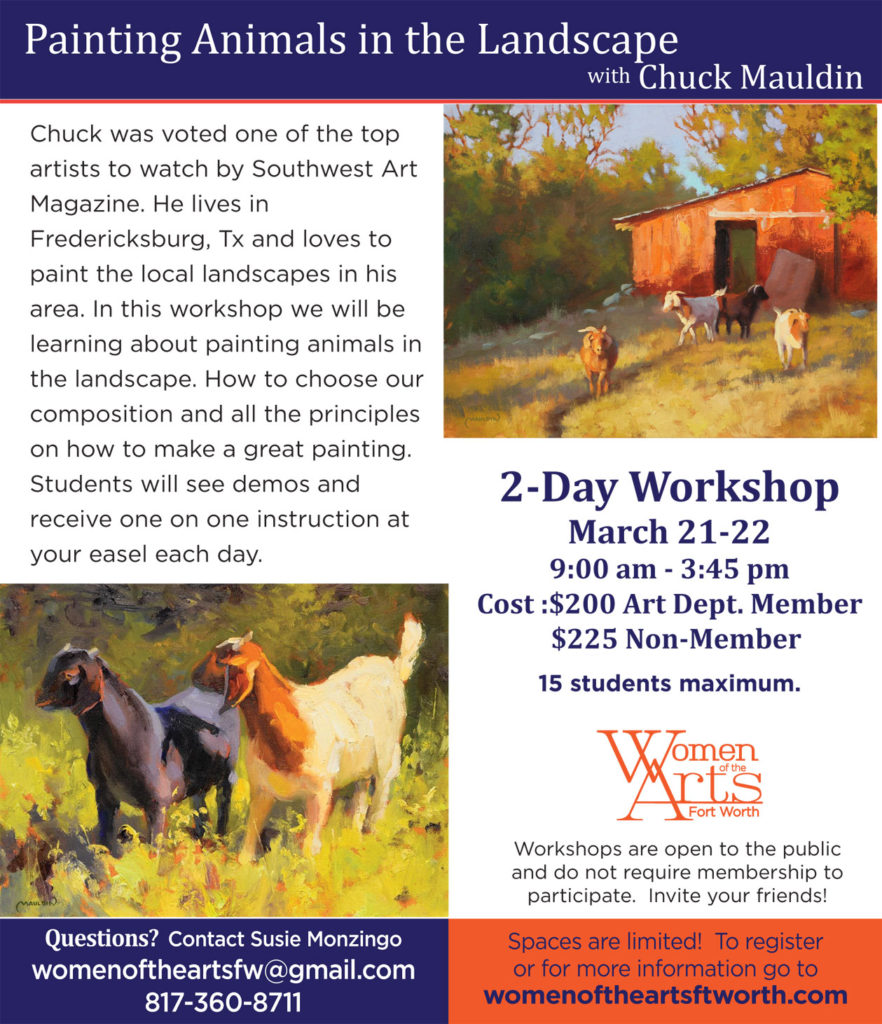 Chuck Mauldin painting animals in the Landscape Workshop